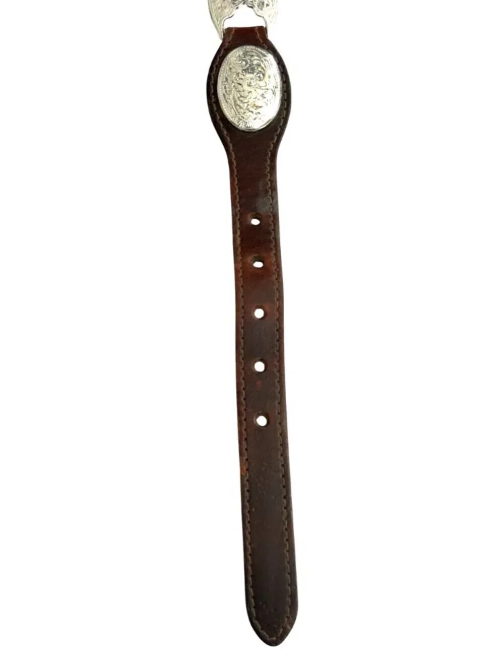 Vintage Tony Lama Womens Western Brown Leather Silver Concho Belt USA Size 28 - Picture 8 of 11